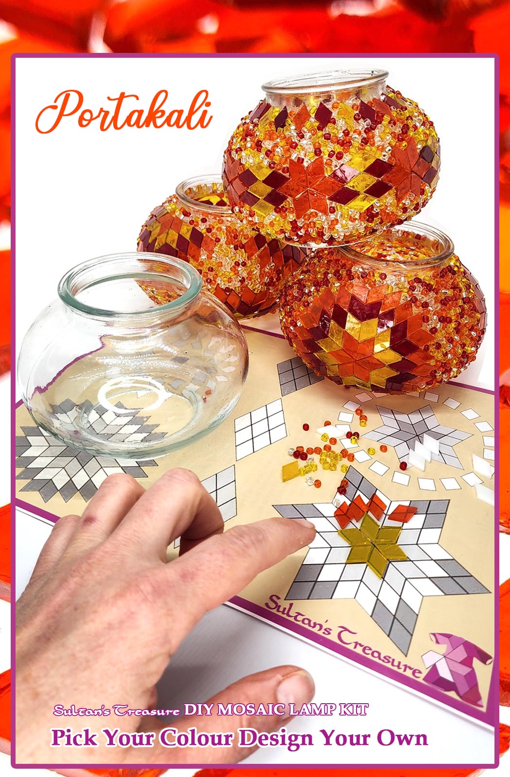 Turkish Mosaic Lamp DIY Home Craft Kit Portakali Orange