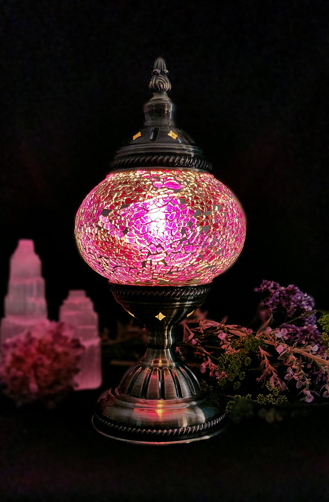 Turkish Mosaic Lamp - Crackle Pink Purple Limited Edition