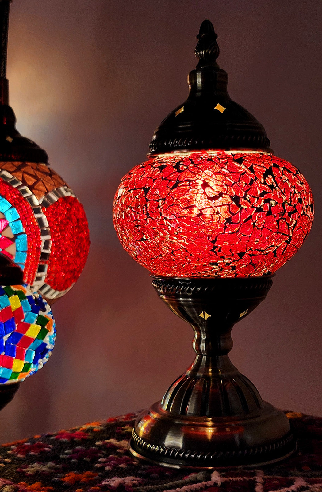 Turkish Mosaic Lamp - Crackle Red Limited Edition