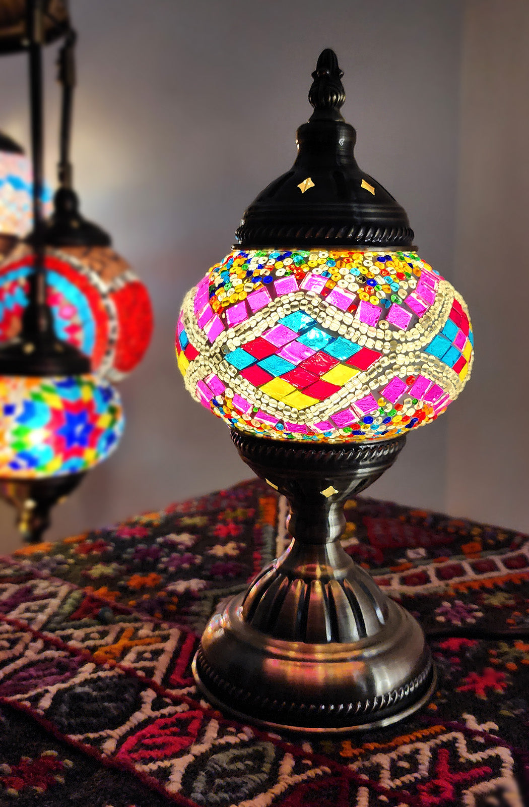 Turkish Mosaic Lamp - Pink Diamond Multicolour