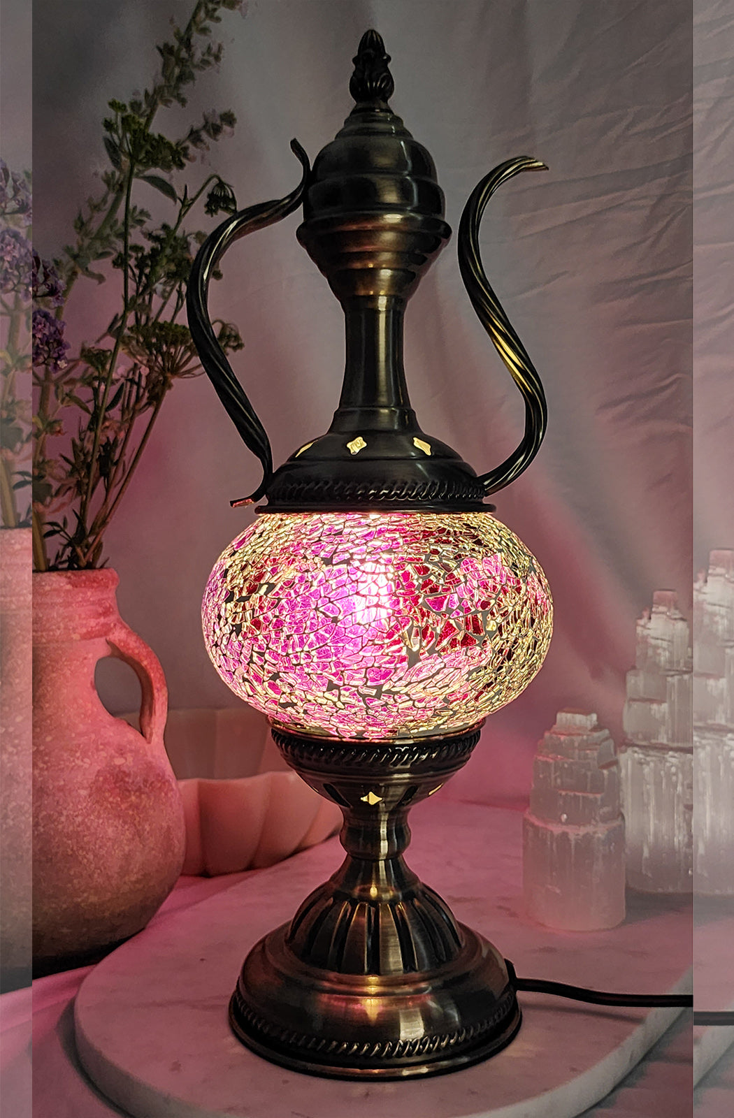 Turkish Mosaic Lamp - Crackle Pink Purple Limited Edition