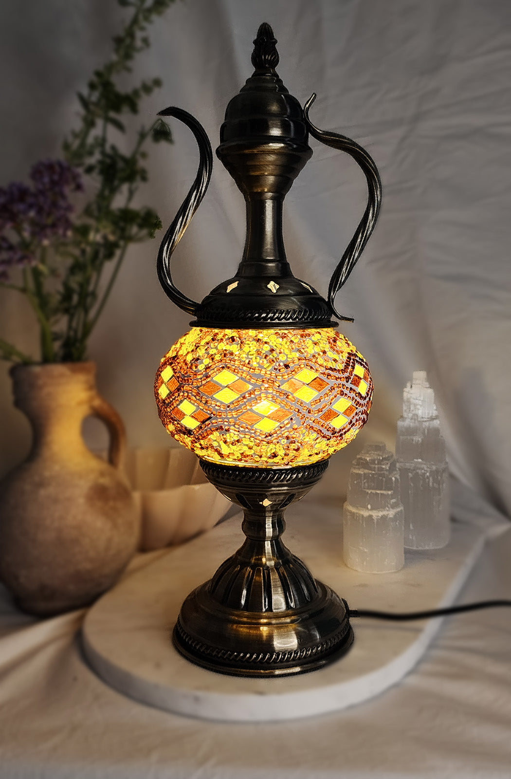 Turkish Mosaic Lamp - Amber Diamond Crystal