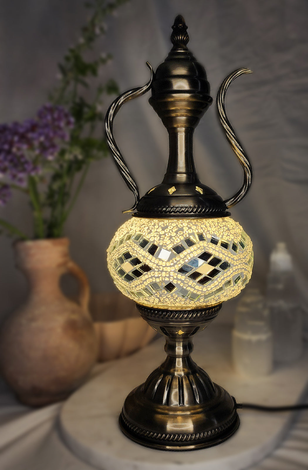 Turkish Mosaic Lamp - White Diamond Crystal