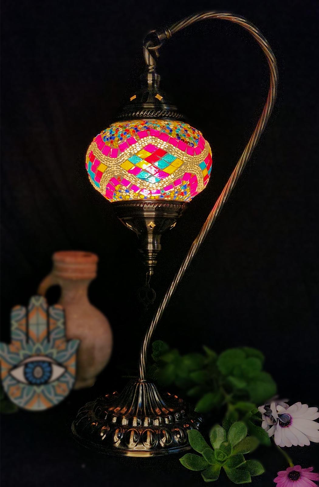 Turkish Mosaic Lamp - Pink Diamond Multicolour