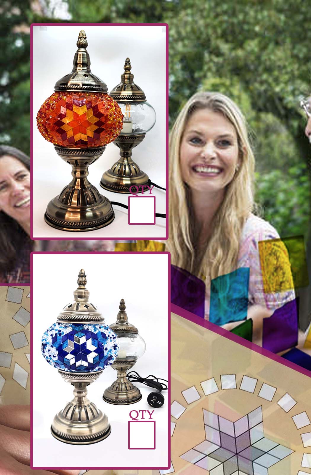 Mosaic Art and Craft Day - Make your Own DIY Mosaic Lamp Craft Kit Package Deal -Girls Night in