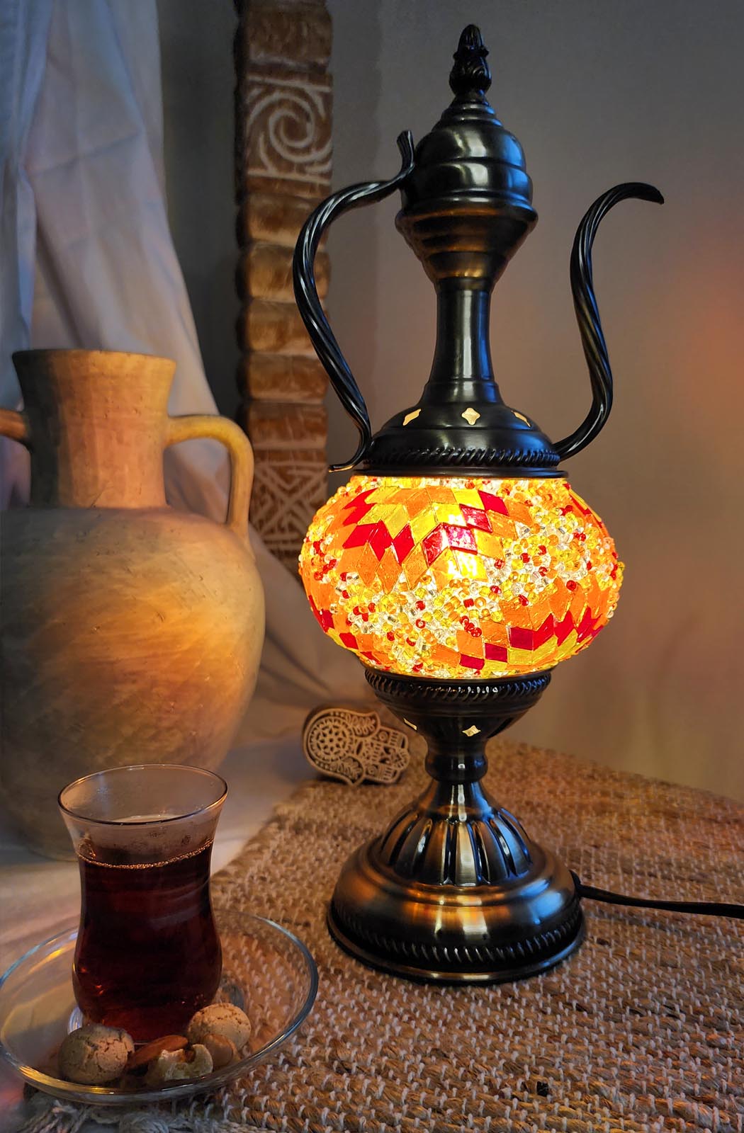 Turkish Mosaic Lamp DIY Home Craft Kit Portakali Orange
