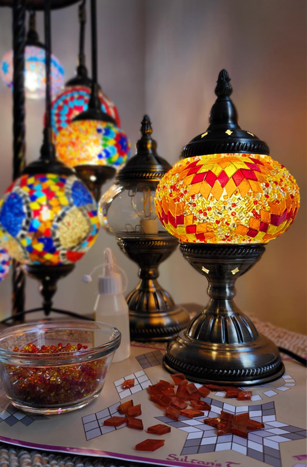 Turkish Mosaic Lamp DIY Home Craft Kit Portakali Orange