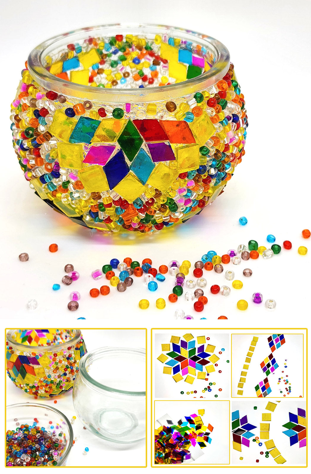 DIY Mosaic Tealight Craft Kit - Holi