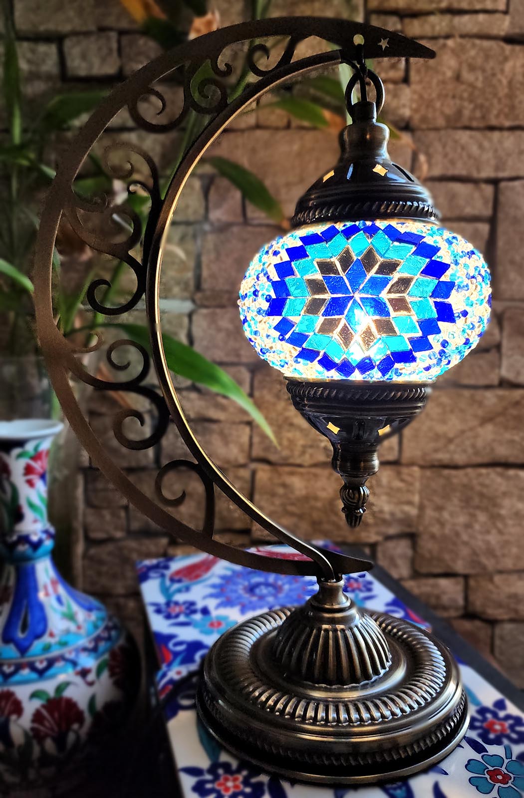 Turkish Mosaic Lamp DIY Home Craft Kit Eren Star Blue