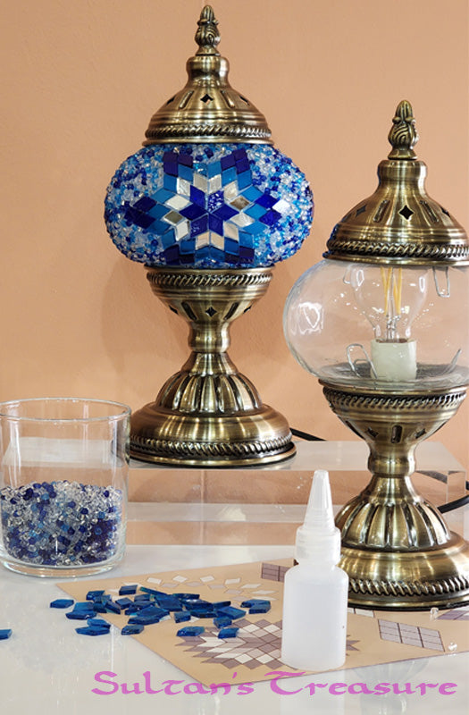 Turkish Mosaic Lamp DIY Home Craft Kit Eren Star Blue