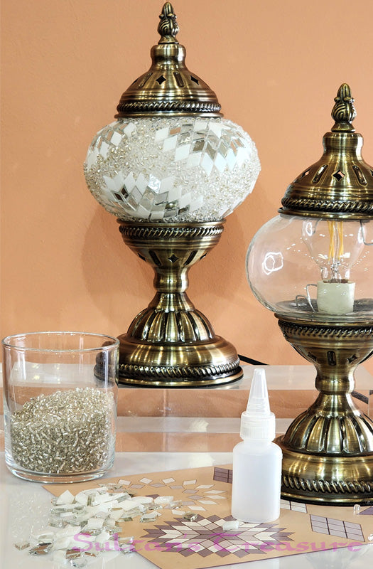 Turkish Mosaic Lamp DIY Home Craft Kit Crystal White Melis