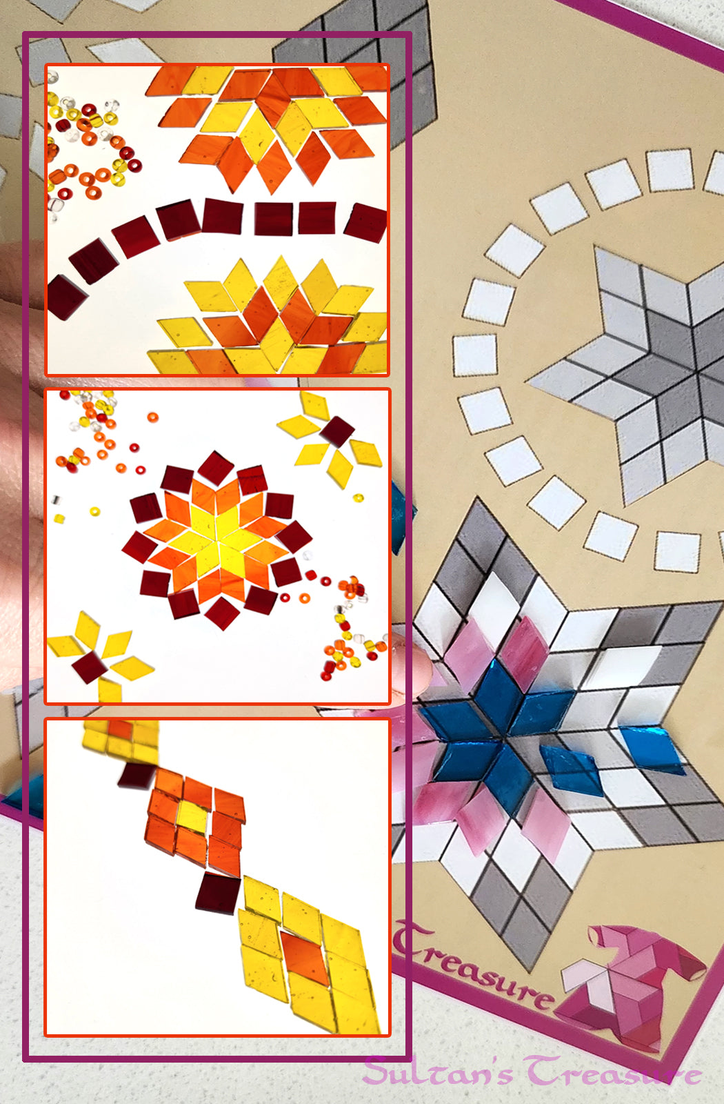 DIY Mosaic Tealight Craft Kit -Portakal (Orange & Red)