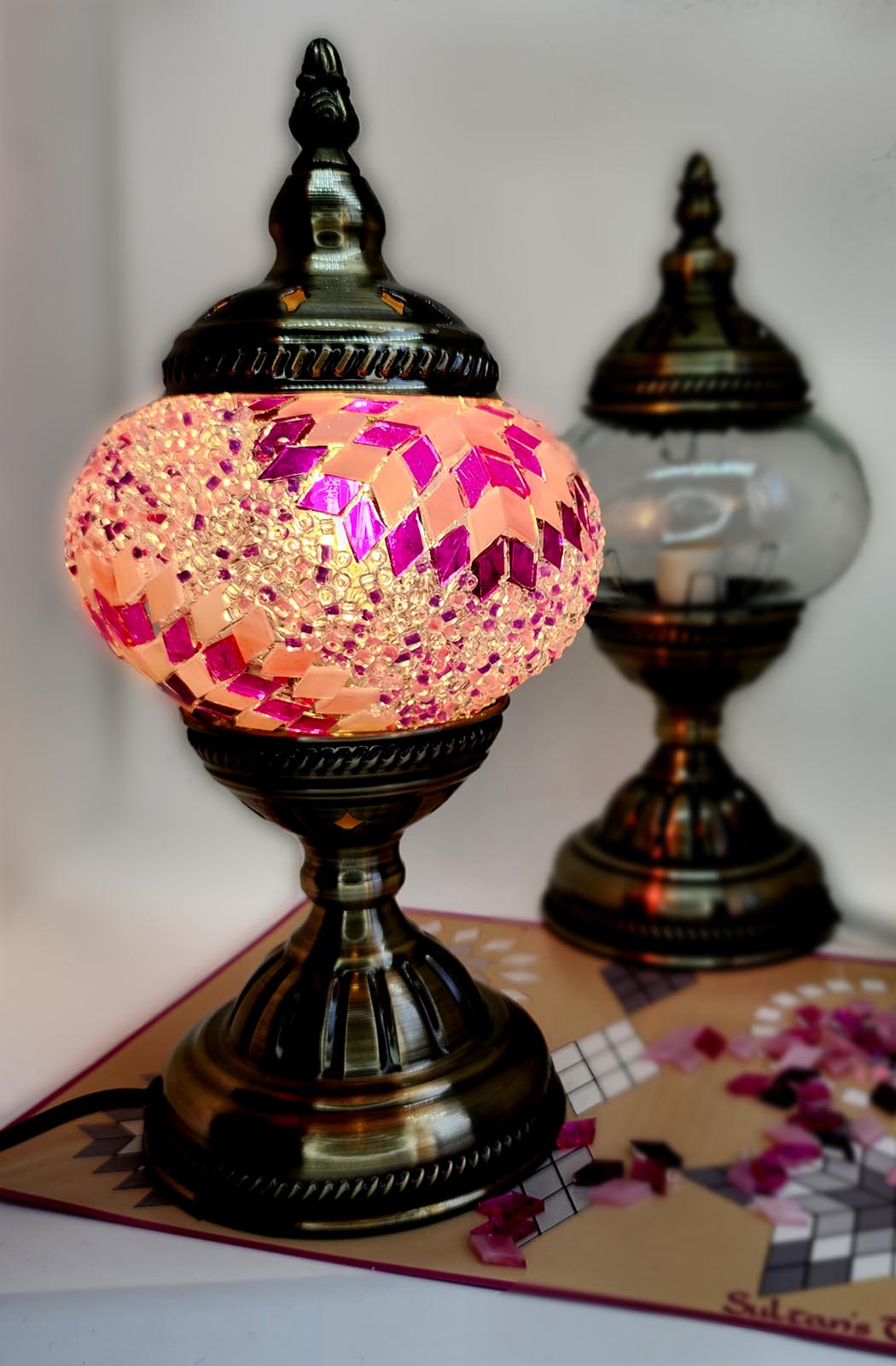 Turkish Mosaic Lamp DIY Home Craft Kit Sadie Pink and Purple