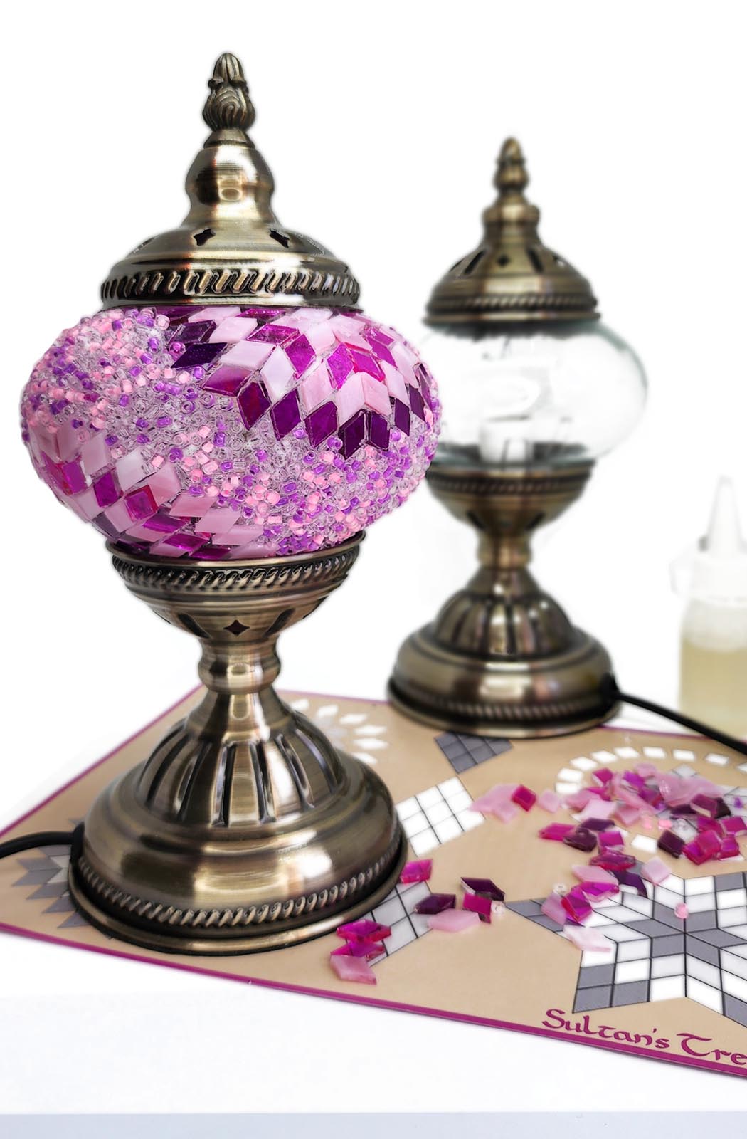 Turkish Mosaic Lamp DIY Home Craft Kit Sadie Pink and Purple