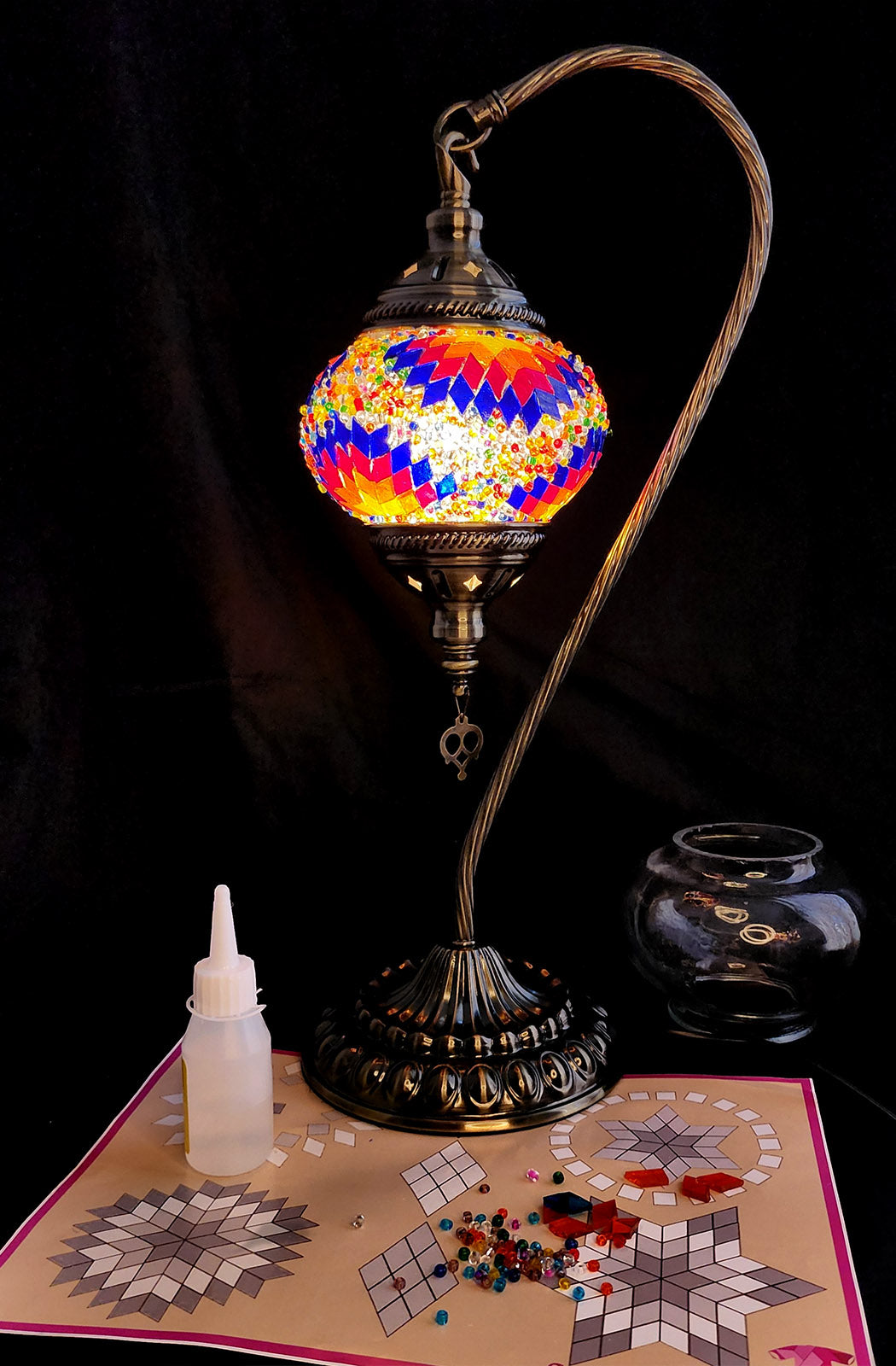 Turkish Mosaic Lamp DIY Home Craft Kit Multi Colour TILLY