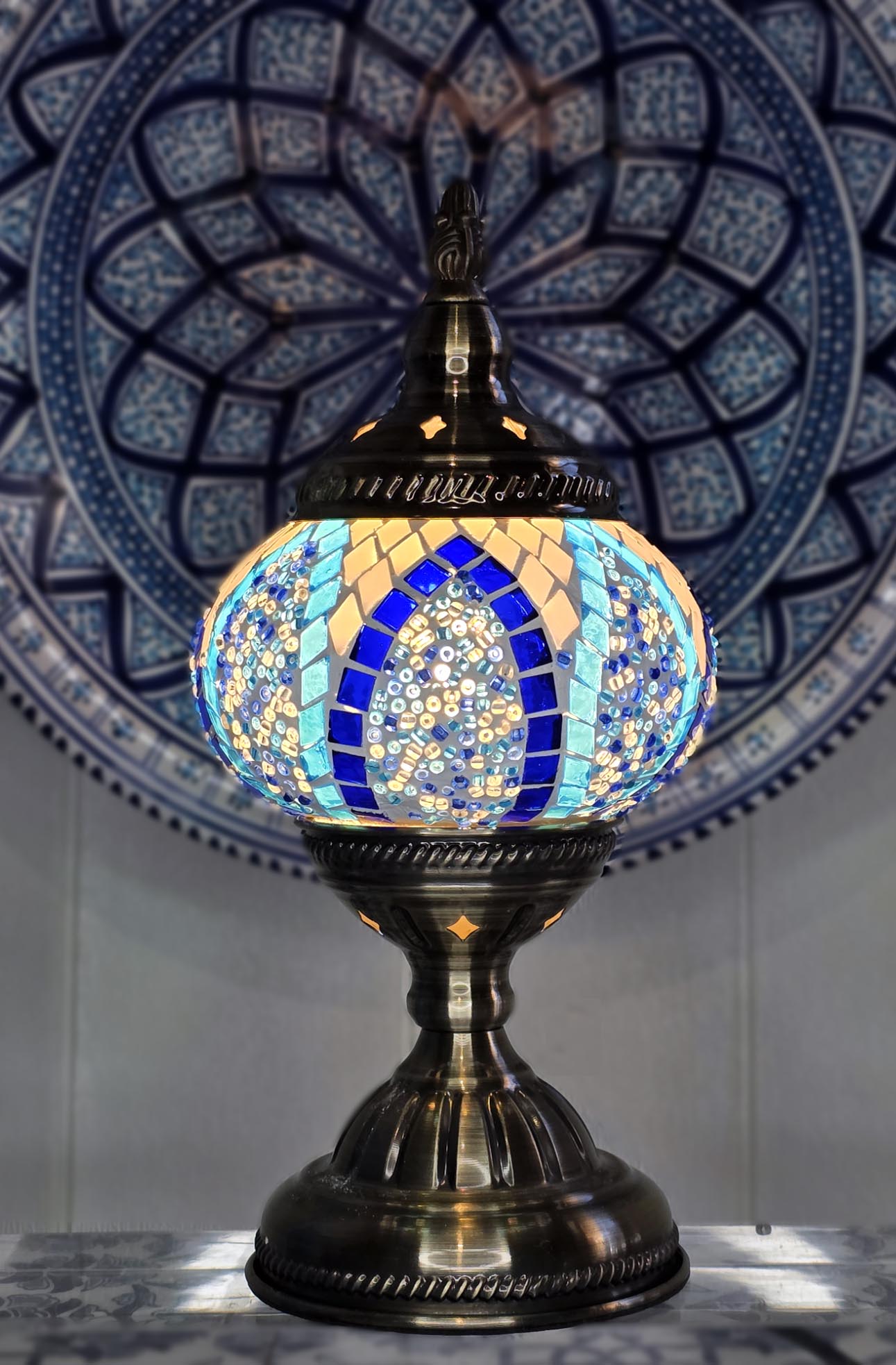 Turkish Mosaic Lamp DIY Home Craft Kit Okyunus - Blue and White