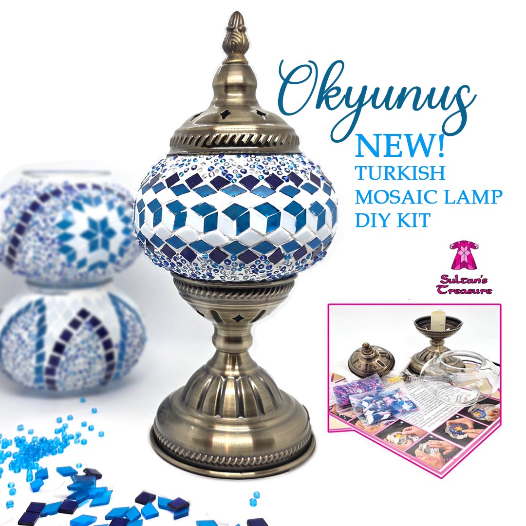 Turkish Mosaic Lamp DIY Home Craft Kit Okyunus - Blue and White