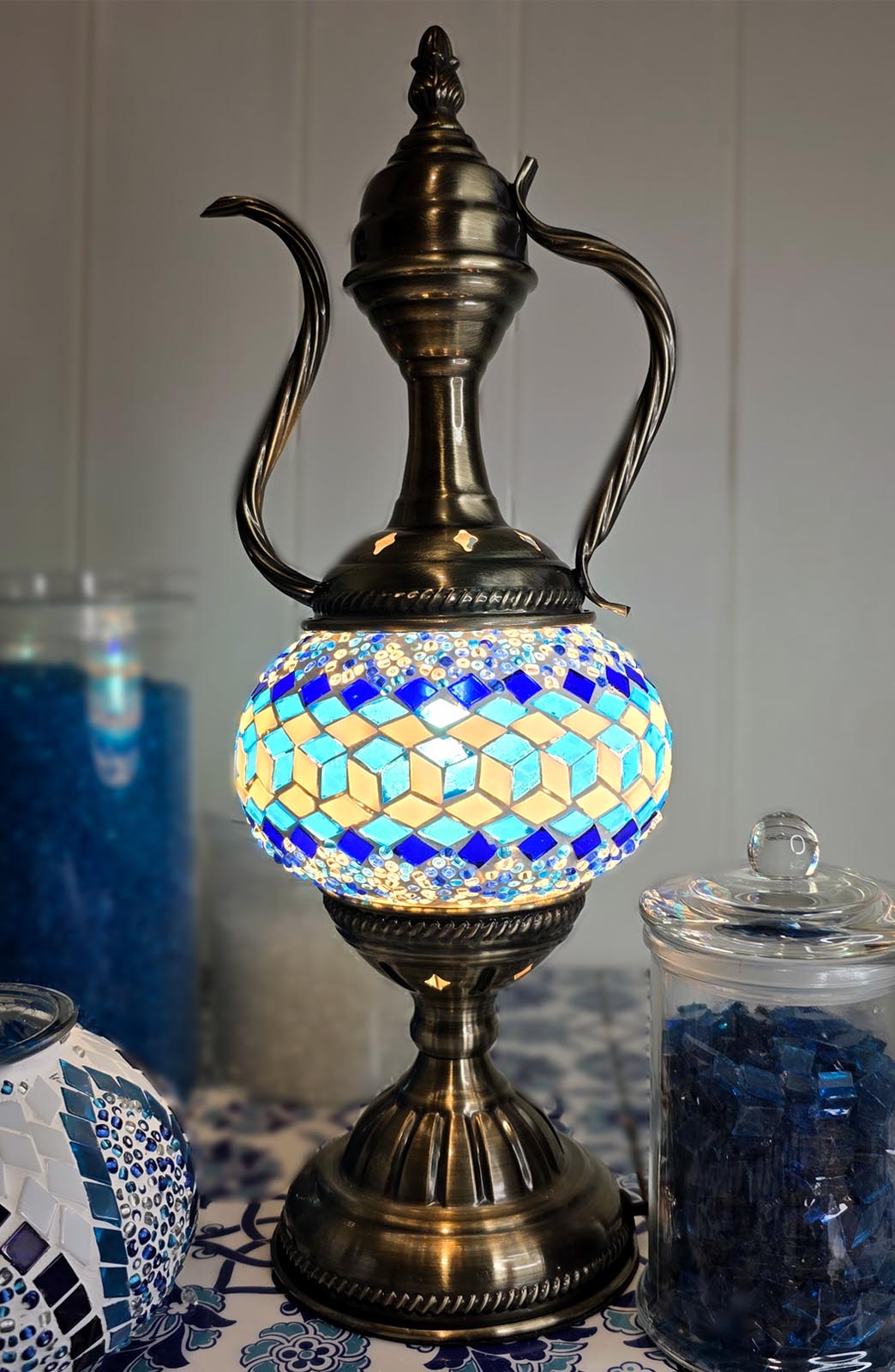 Turkish Mosaic Lamp DIY Home Craft Kit Okyunus - Blue and White