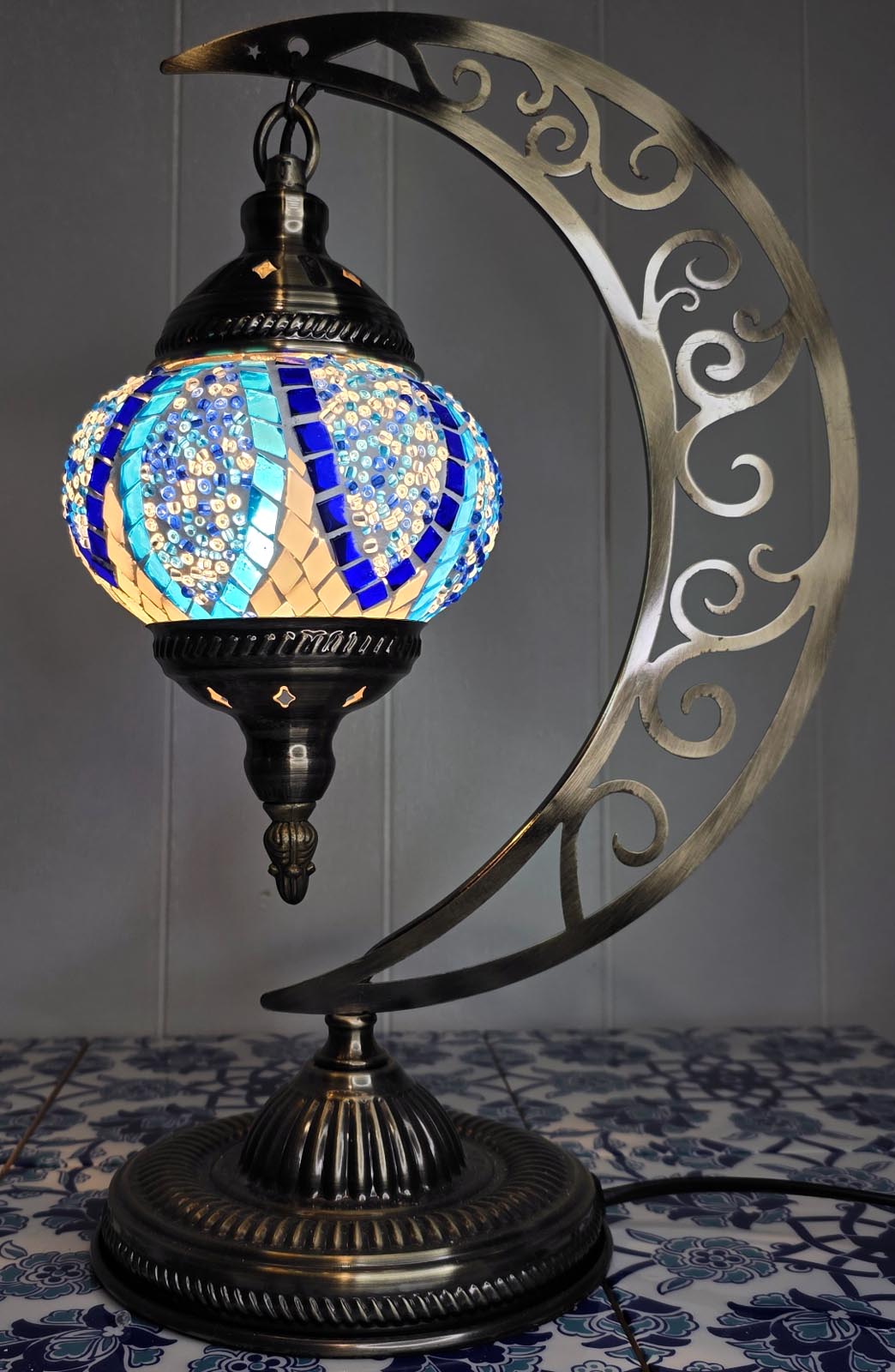 Turkish Mosaic Lamp DIY Home Craft Kit Okyunus - Blue and White