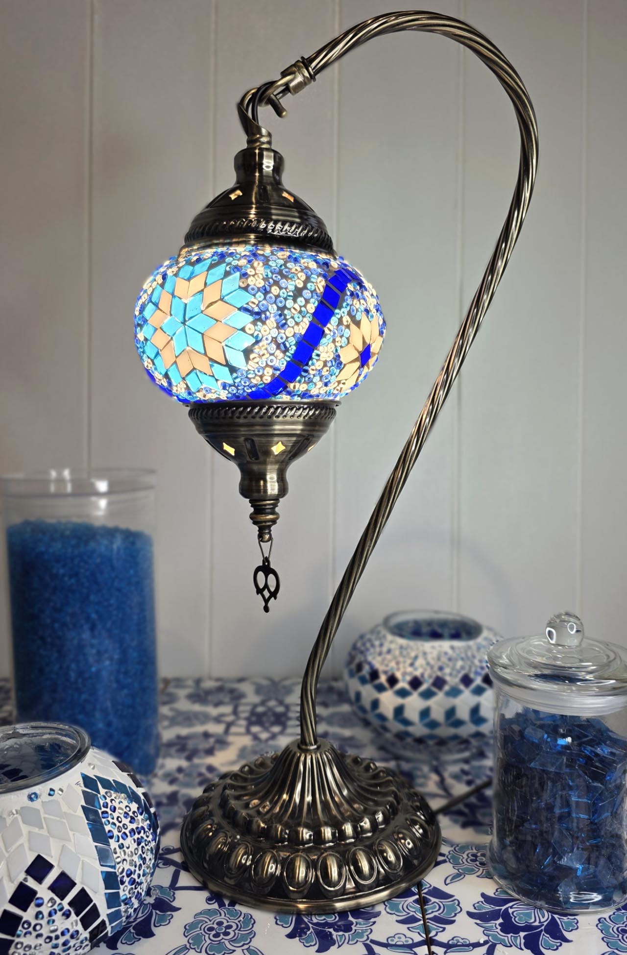Turkish Mosaic Lamp DIY Home Craft Kit Okyunus - Blue and White