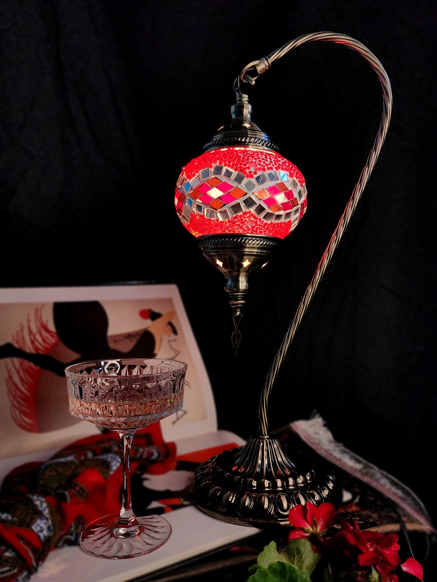 Turkish Mosaic Lamp DIY Home Craft Kit Red Crimson Kirmi