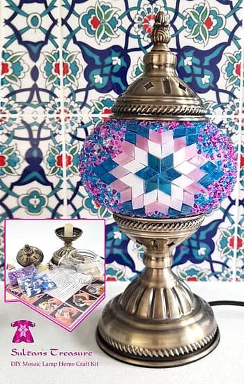 Turkish Mosaic Lamp DIY Home Craft Kit ELA Pink and Blue