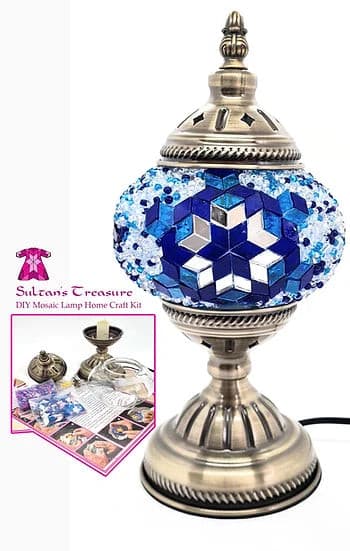 Turkish Mosaic Lamp DIY Home Craft Kit Eren Star Blue