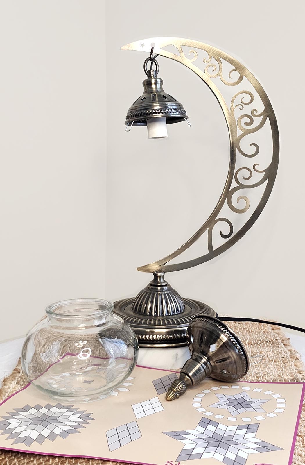 Turkish Mosaic Lamp DIY Home Craft Kit Bahce Green and Blue