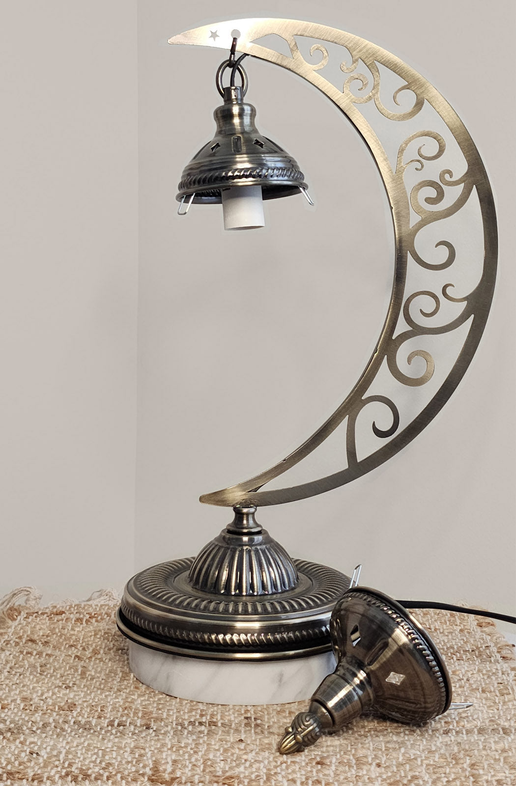 Turkish Mosaic Moon Small Lamp Base / Blank Glass Parts