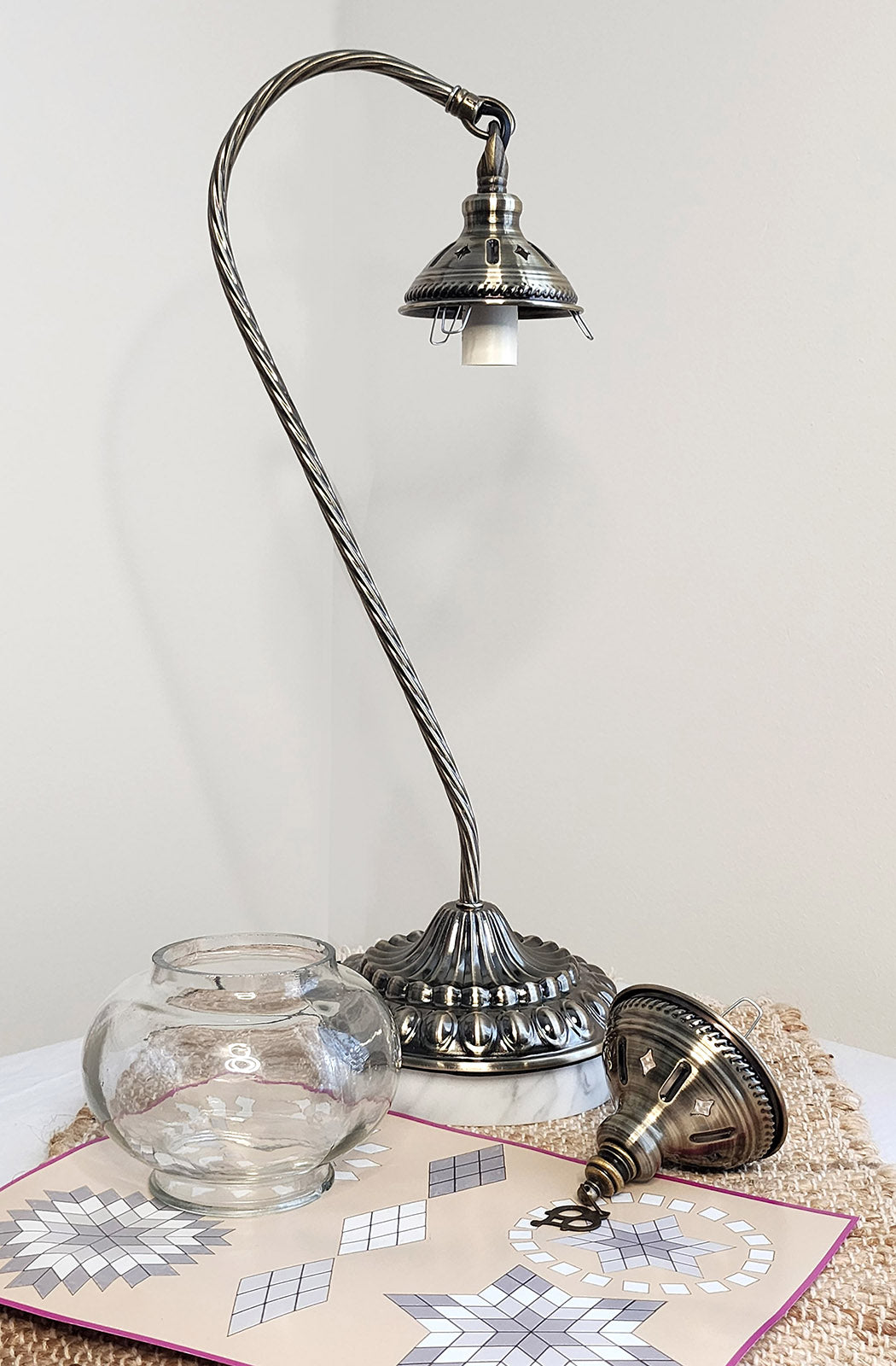 Turkish Mosaic Lamp DIY Home Craft Kit Crystal White Melis