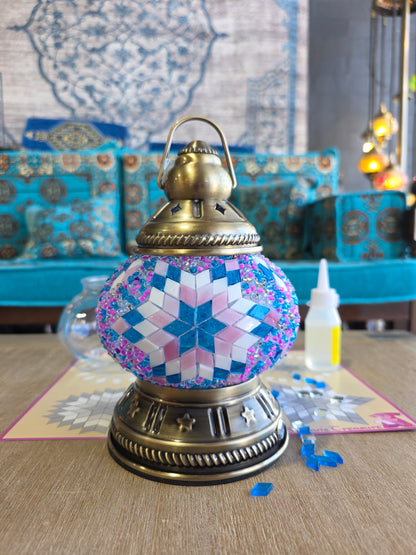 Ela Pink and Blue Mosaic Camping Picnic Lantern USB DIY Craft Kit