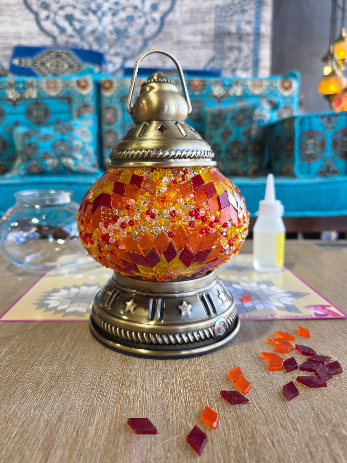 Portakali Orange Mosaic Camping Picnic Lantern USB DIY Craft Kit