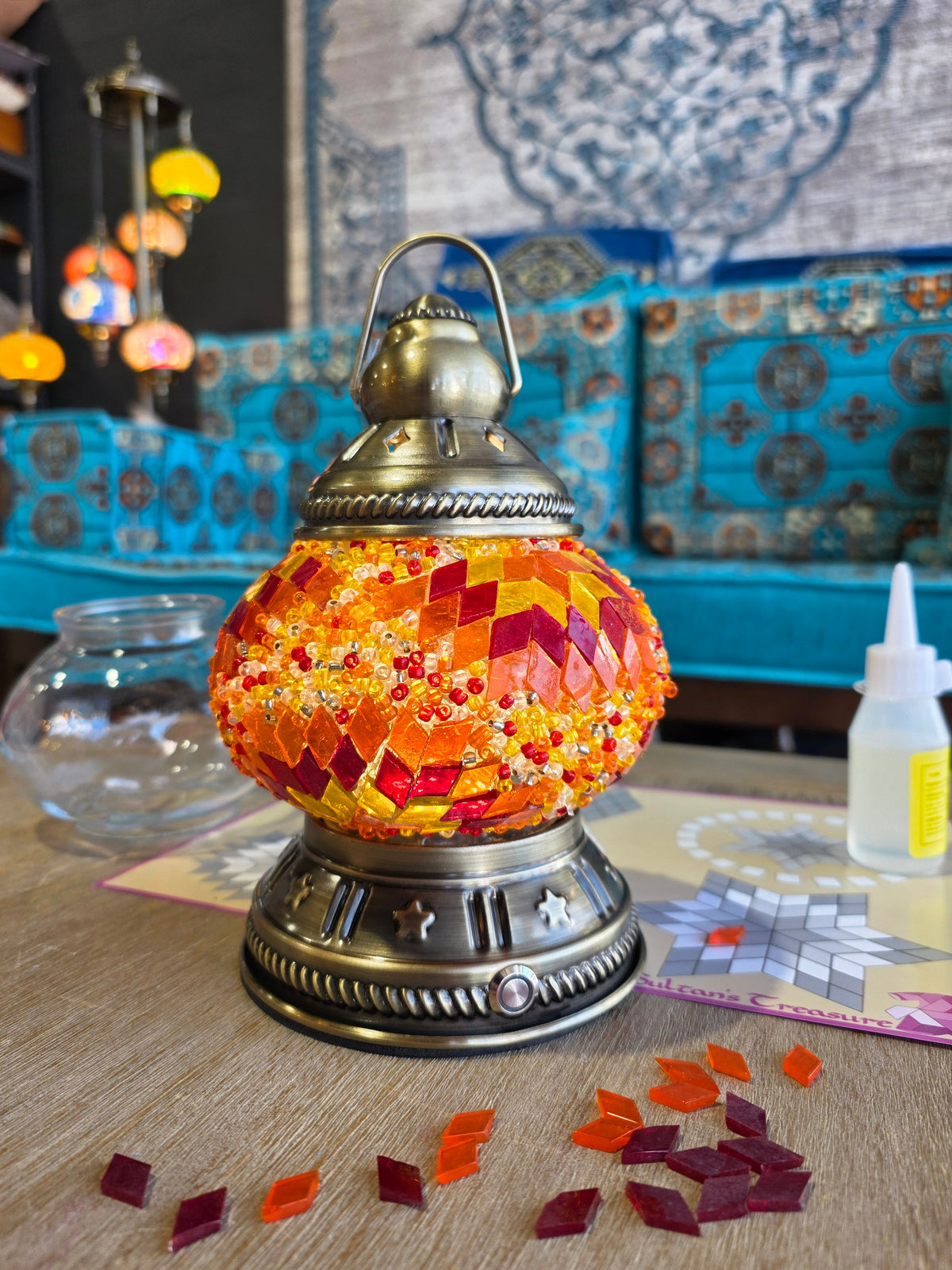 Portakali Orange Mosaic Camping Picnic Lantern USB DIY Craft Kit