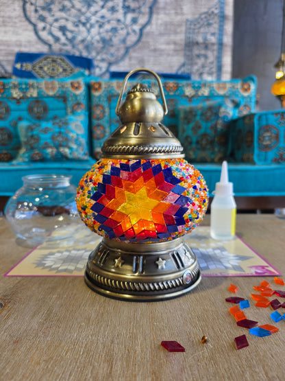 Tilly Navy Multicolour Mosaic Camping Picnic Lantern USB DIY Craft Kit