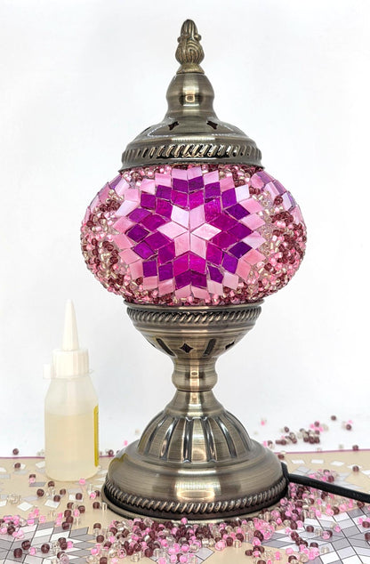 Turkish Mosaic Lamp DIY Home Craft Kit Sadie Pink and Purple