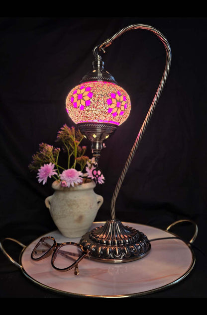 Turkish Mosaic Lamp - Pink Flowers