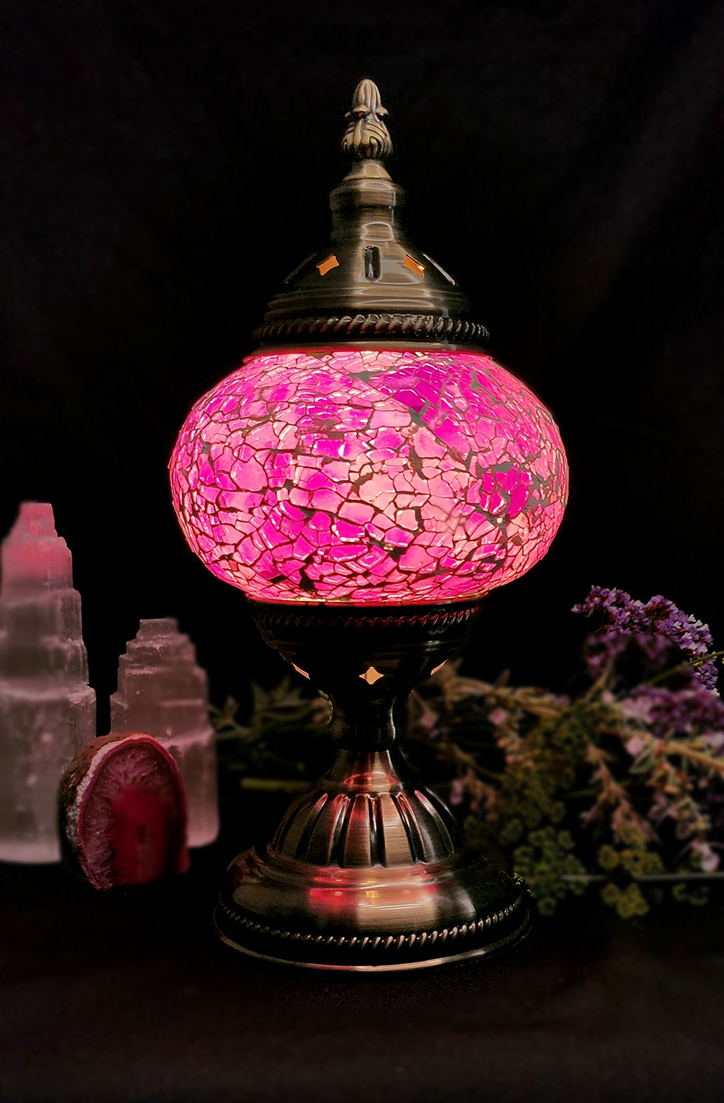 Turkish Mosaic Lamp - Crackle Pink Limited Edition