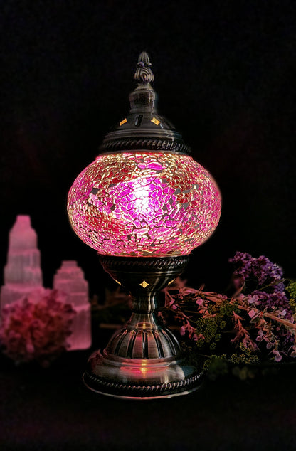 Turkish Mosaic Lamp - Crackle Pink Purple Limited Edition