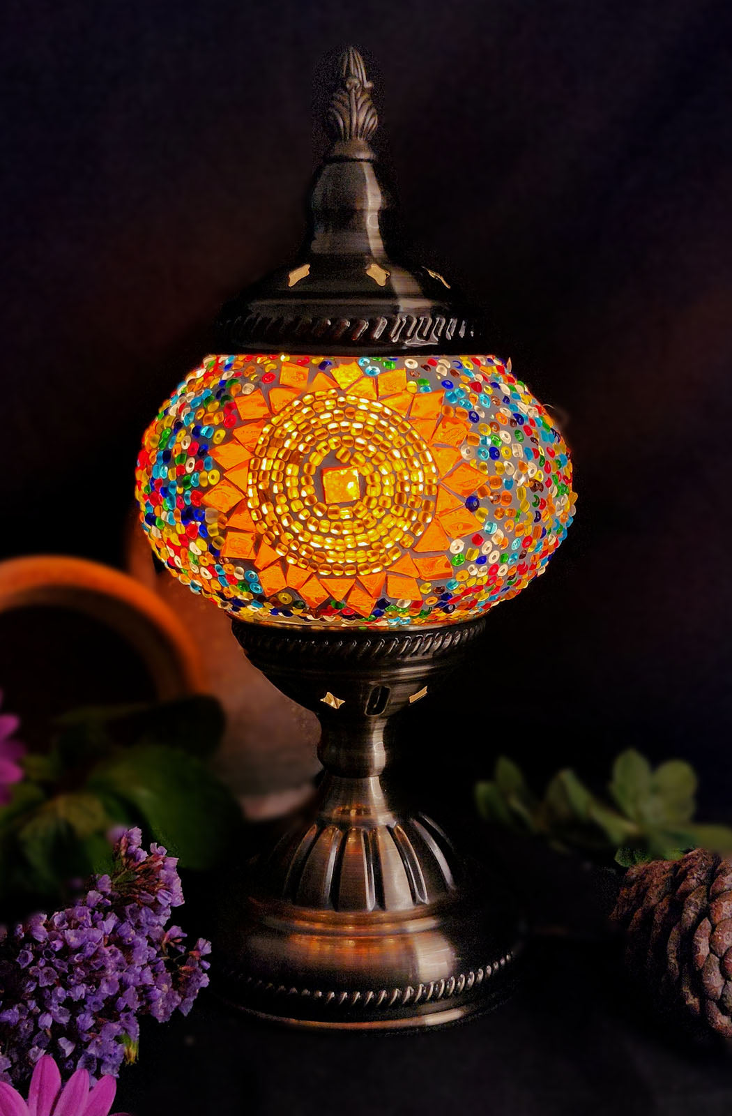 Turkish Mosaic Lamp - Orange Sun Multicolour