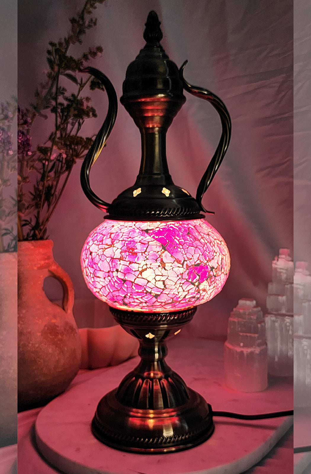 Turkish Mosaic Lamp - Crackle Pink Limited Edition