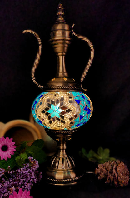 Turkish Mosaic Lamp - White and Blue Star