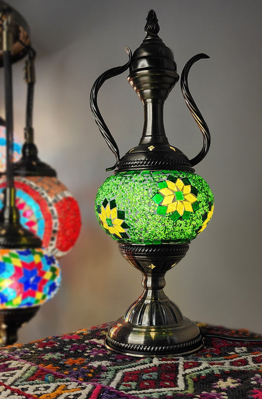 Turkish Mosaic Lamp - Green Flower Design