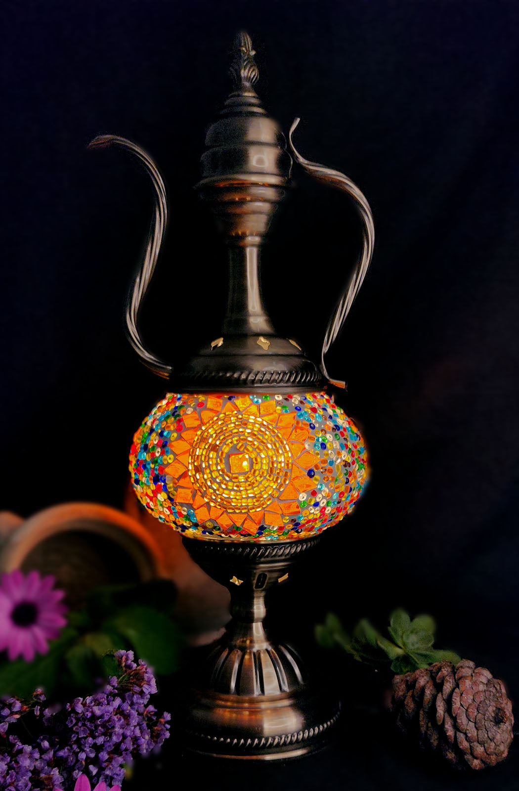 Turkish Mosaic Lamp - Orange Sun Multicolour