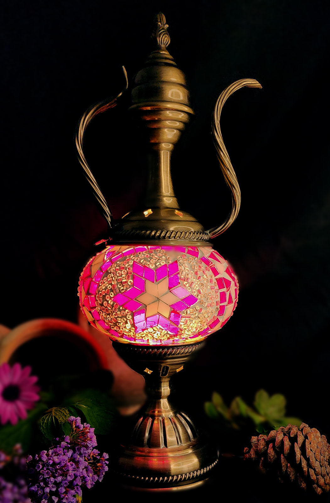 Turkish Mosaic Lamp - Pink Star Design