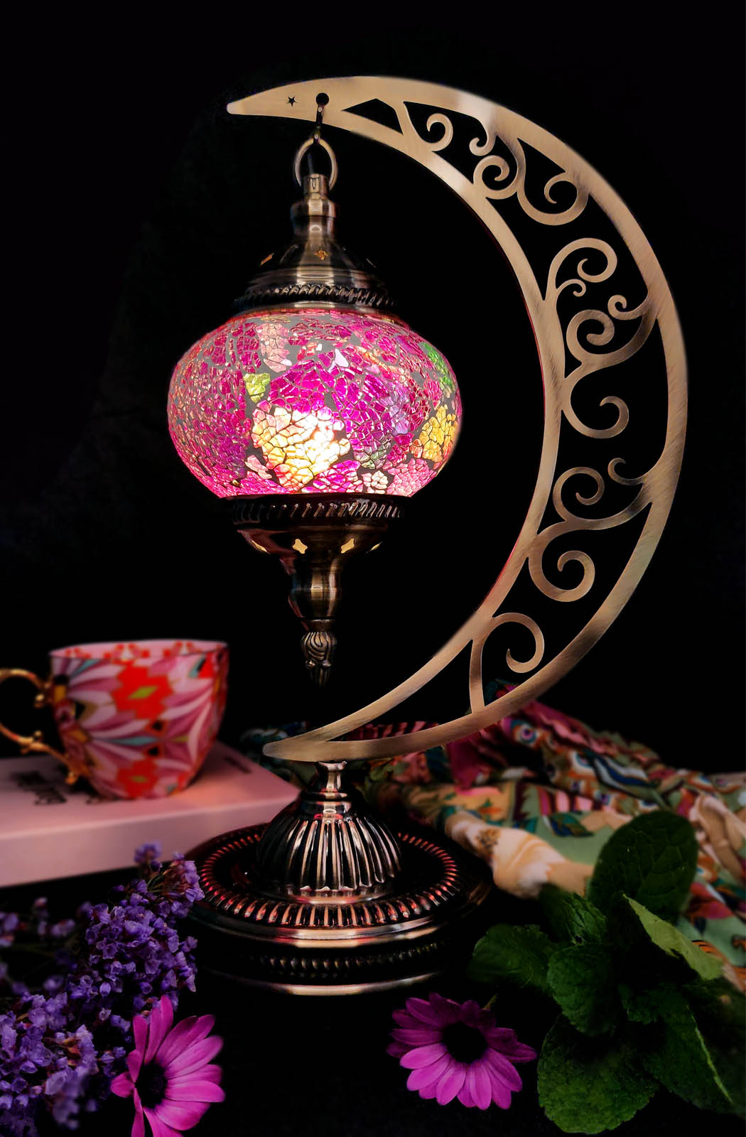 Turkish Mosaic Lamp - Crackle Purple Rainbow Limited Edition