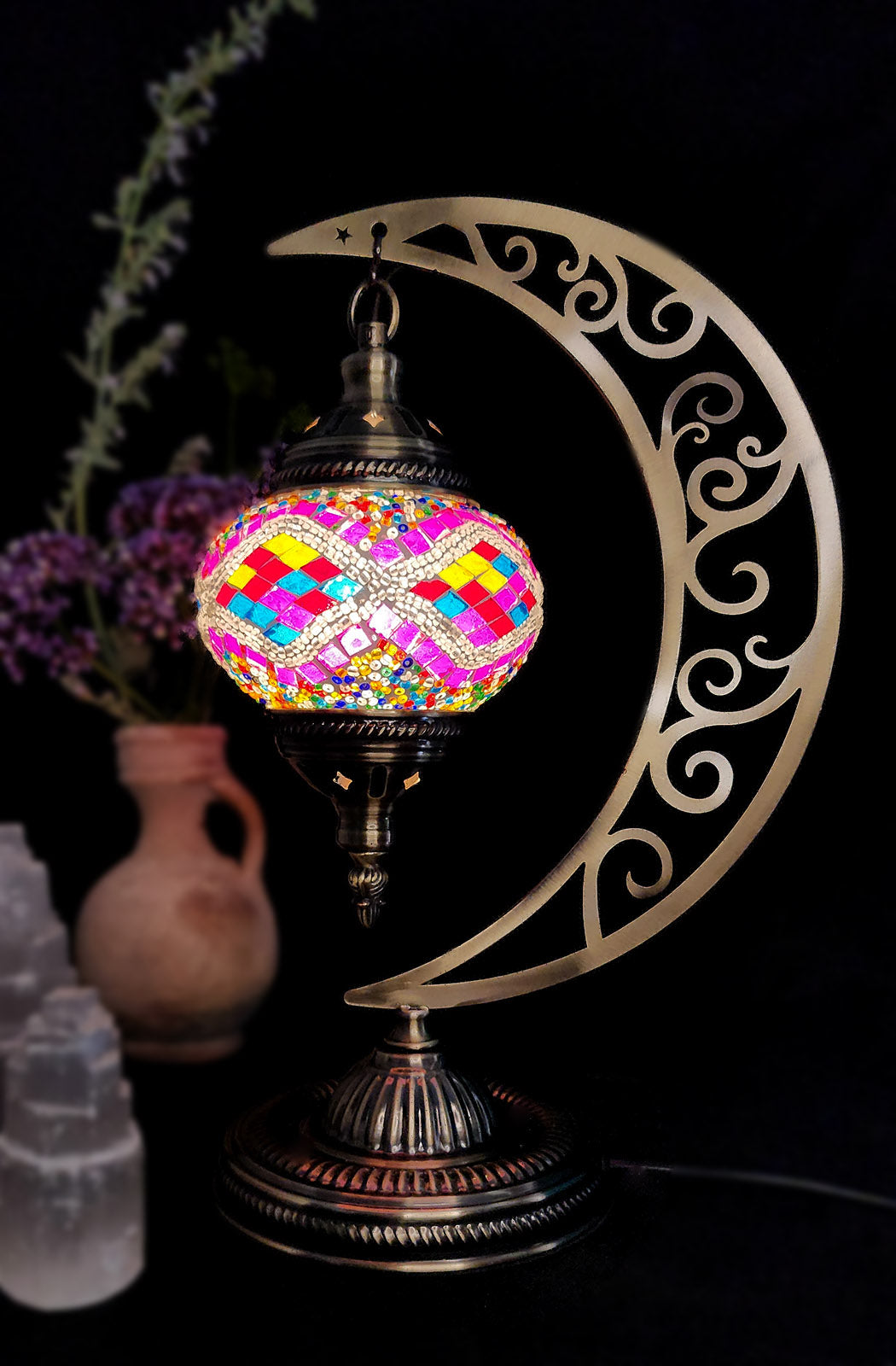 Turkish Mosaic Lamp - Pink Diamond Multicolour