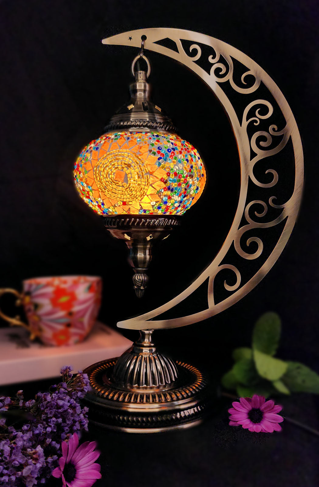 Turkish Mosaic Lamp - Orange Sun Multicolour