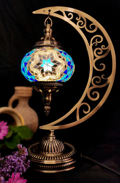 Turkish Mosaic Lamp - White and Blue Star