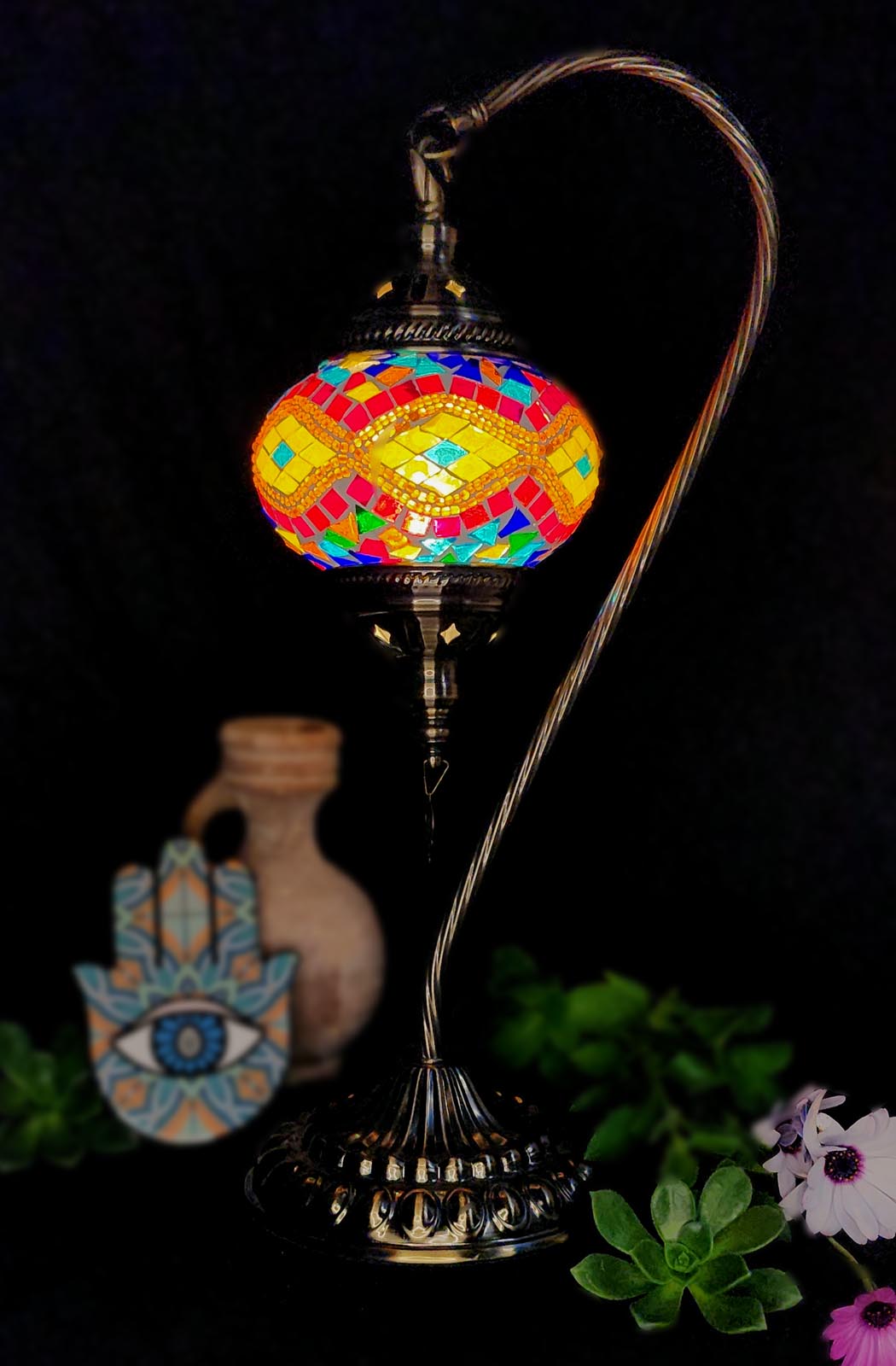 Turkish Mosaic Lamp - Multicolour Yellow Diamond