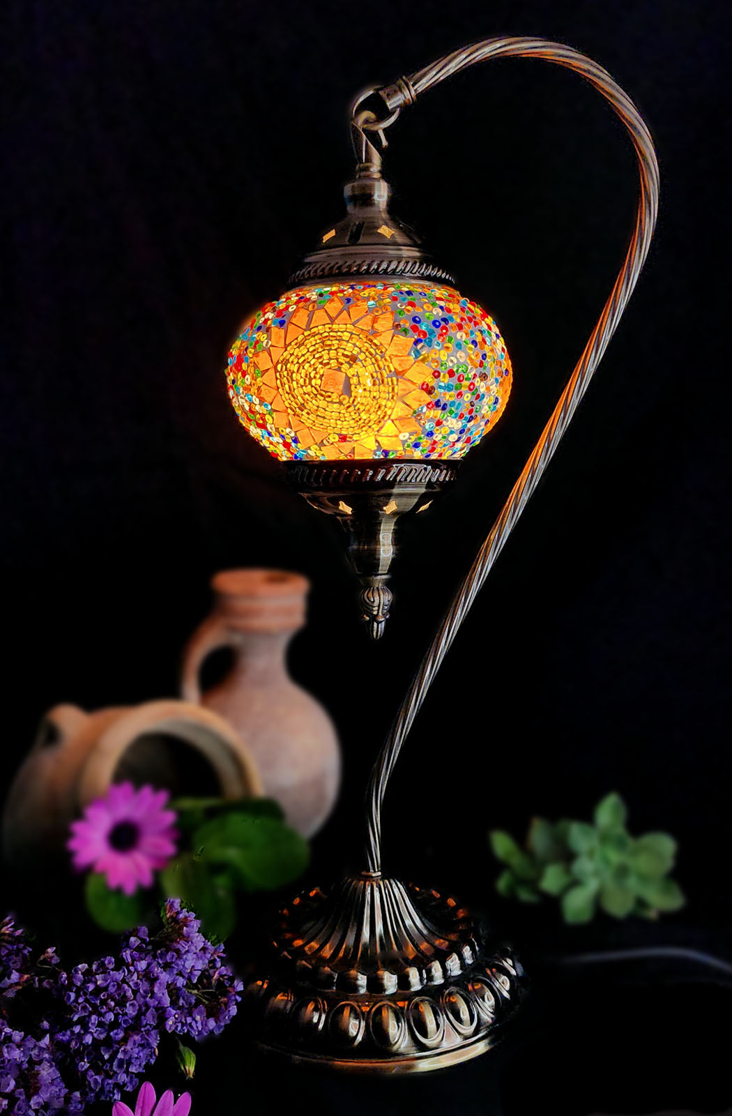 Turkish Mosaic Lamp - Orange Sun Multicolour